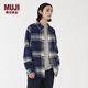 無(wú)印良品（MUJI）男式 法蘭絨 襯衫式夾克 男士外套 25年秋季 男裝 純棉 藍色格紋 M (170/92A)