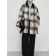 da白咖格子雙面羊毛大衣女2025冬新款撞領(lǐng)拼色毛呢大衣小個(gè)子呢 白咖格 S （85115斤）