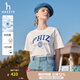 哈吉斯（HAZZYS）女裝 夏季女士【PHIZ系列】印花寬松短款圓領(lǐng)T恤女 米黃色OW M (160/84A 38)
