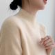 妃奧絨【撤柜精品】半高領(lǐng)套頭針織衫寬松加厚毛衣女打底衫上衣百搭 燕麥色 M