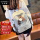 古梵緹 雙肩包女 新款韓版旅游大容量軟皮旅行14英寸背包生日禮物送女友 米白色中號【可放A4雜志】
