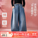 ASK JUNIOR兒童水洗直筒牛仔褲2025秋女童復(fù)古運(yùn)動(dòng)休閑長褲褲子 藍(lán)色 160