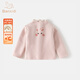 班喜迪女童長(cháng)袖t恤冬裝2026新款洋氣加絨寶寶加絨上衣秋冬款兒童打底衫 粉色 120