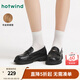 熱風(fēng)樂(lè )福鞋女2025年春季新款女士舒軟羊皮革掌墊休閑樂(lè )福鞋一腳蹬單鞋 01黑色 38