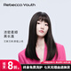 瑞貝卡（Rebecca） 假發(fā)女中長(cháng)直發(fā)全真人發(fā)空氣劉海遞針工藝自然逼真整頂假發(fā)頭套 14寸手織工藝 自然黑 長(cháng)發(fā)
