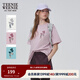 Teenie Weenie小熊女裝t恤2025夏季新款寬松白色休閑圓領(lǐng)短袖上衣 粉色 M