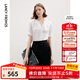 朗姿純棉設計感短袖白上衣高級感氣質(zhì)襯衣女士秋季新款襯衫 白色 S