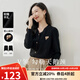 歐莎（OSA）黑色通勤小香風(fēng)針織衫打底衫毛衣女秋新款v領(lǐng)顯瘦上衣百搭氣質(zhì) 黑色 M