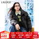 LAGOGO黑色連帽羽絨服女拉谷谷2024年冬季新款90絨顯瘦小個(gè)子外套 黑色 S