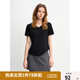 獨束大碼女裝簡約“瘦瘦T”V領(lǐng)修身上衣2025夏季新款簡約百搭T恤 暮色黑（V領(lǐng)） 2XL （尺碼：4）