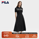 FILA 斐樂(lè )官方女裝連衣裙2025夏新款時(shí)尚休閑簡(jiǎn)約修身短袖連身裙子 正黑色-BK S 160/80A/S