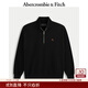 Abercrombie & Fitch【半拉鏈立領(lǐng)】小麋鹿圖案男裝25秋冬新款美式衛衣外套122-5541 黑色 S (175/92A)