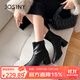 卓詩(shī)尼粗跟短靴女款秋冬高跟時(shí)裝瘦瘦靴子黑色單靴英倫風(fēng) 黑色 37