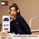 TOMMY JEANS【粗絞花】秋冬女裝復古學院風慵懶風寬松圓領針織開衫外套 深海藍C1G S （推薦：100-115斤）