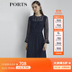 PORTS寶姿商場(chǎng)同款新品女裝喇叭袖蕾絲收腰連衣裙LL8D035KLN002 丈青 M (6)