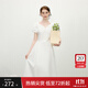 范思藍(lán)恩少女感泡泡袖通勤純色連衣裙2025夏新款V領(lǐng)顯瘦裙子2151 白色 M