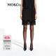 MO&Co.【C+系列】半身裙春水溶蕾絲中低腰短裙MBE1SKT023 黑色 S