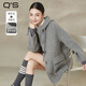 秸熙（Q`s）【商場(chǎng)同款】秸熙26冬新款綿羊毛學(xué)院風(fēng)雙面呢大衣廓形感連帽外套 灰色 S (160)