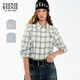 Teenie Weenie小熊女裝襯衫2025秋季新款趣味刺繡彩色格紋翻領(lǐng)襯衫