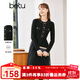 betu百圖女裝秋冬連衣裙小香風(fēng)拼接網(wǎng)紗針織連衣裙收腰修身顯瘦連 黑色 L