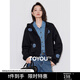 初語(yǔ)【插畫(huà)師聯(lián)名】花朵外套女2024年秋季新款休閑連帽拉鏈開(kāi)衫 黑色 XL