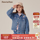 PawinPaw【泡芙牛仔】卡通小熊童裝秋冬女童牛仔夾克外套 L/Indigo淺牛仔藍色/56 120 cm