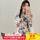 DK  泳衣女保守防曬浮潛保守長(cháng)袖連體泳衣三角比基尼遮肚顯瘦游泳衣 白色 花花（偏小一碼） L
