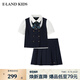 E·LAND KIDS藤校少女童裝女童套裝25年夏季新品蝴蝶結襯衫短裙 Navy藏青色/59 130cm 均碼