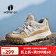 歡騰（HANG TEN）女鞋夏季新款拼接撞色戶(hù)外徒步登山鞋織物透氣減震軟底運動(dòng)休閑鞋 杏仁油（皮鞋碼） 37