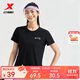 特步門(mén)店同款短袖訓練服夏裝新品透氣t恤衫針織半袖976229010123 正黑色-0289-女 M