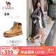 駱駝（CAMEL）王俊凱同款馬丁靴高幫戶外工裝大黃靴情侶 GF122W7790 金黃 36