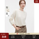ELLE【祝緒丹同款】法式山羊絨針織衫女25冬新款打底衫圓領(lǐng)毛衣 白色 S
