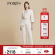 PORTS寶姿商場(chǎng)同款春夏新款女裝淺亞麻金腰帶造型西裝LD8J056PWQ073 亞麻淺金 S (4)