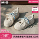 MIO【宋雨琦同款】米奧休閑板鞋2025春新款圓頭miu系銀色厚底女鞋 米白色 （宋雨琦/張藝凡同款） 37 (235mm)