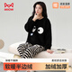 貓人睡衣女士秋冬季加厚半邊絨2025年新款珊瑚絨女生可外穿家居服套裝 0-搞怪眼睛【暖暖半邊絨·柔軟舒適】 L 【建議體重100-120斤】