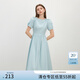 范思藍恩法式氣質(zhì)方領(lǐng)連衣裙女夏季2025新款顯瘦修身裙子2623 湖水藍 L