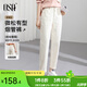 歐莎（OSA）知性通勤白色直筒牛仔褲女2025秋新款高腰顯瘦老爹煙管褲子百搭 淺杏色 L