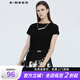 S.DEER夏季圣迪奧女裝休閑圓領(lǐng)不規則裁剪短袖T恤S21280107 黑色/91 S/160