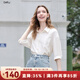 百圖betu女裝2025夏季新款襯衫微皺感亮片梭織七分袖上衣女2507T63 米白 S