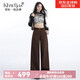 Khwfjas一線品牌美式復(fù)古高腰直筒褲女夏2025新款時(shí)尚感氣質(zhì) 咖啡（長褲）送腰帶 （禮盒包裝） L (體重:110-119斤)