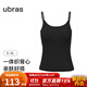 ubras絲柔棉感bra-in一體織吊帶女自帶文胸免穿內衣帶胸墊打底內穿 黑色 M