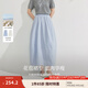 茵曼（INMAN）純棉府綢半身裙2025夏季女裝新款法式松緊腰寬松顯瘦氣質(zhì)裙子 淺藍色 L