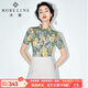 MORELINE沐蘭商場(chǎng)同款襯衣2022夏裝新款女士復古印花修身顯瘦百搭翻領(lǐng)襯衫 綠黃花 XL (160) 42/XL