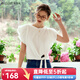 Olrain【別致泡泡袖短袖T恤】夏季女裝設計感上衣女裝衣服t恤衫小衫 白色 M