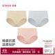 愛(ài)慕【棉3件包】棉柔抗菌舒適透氣中腰平角褲內褲女棉韻防夾臀 古玉色+黎明灰+香木膚ZS1 3條 M 165
