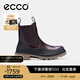 愛(ài)步（ECCO）女靴 女士百搭厚底增高切爾西靴牛皮靴子 革新214793 黑色/可可棕21479355275 38