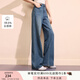 香影直筒牛仔褲女2025秋季新款窄版高腰顯瘦寬松百搭復(fù)古垂感長褲 牛仔藍(lán) L