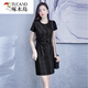 啄木鳥(niǎo)冰絲休閑連衣裙女夏季新款時(shí)尚氣質(zhì)減齡小眾修身顯瘦小個(gè)子裙 黑色 L 【建議105-115斤內】