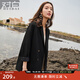 對白2025秋款純色雙排扣西裝外套女時(shí)尚OL通勤西服百搭寬松上衣 黑色 S