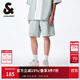 杰克·瓊斯（JACK&JONES）新款男士舒適彈力字母貼布休閑牛仔短褲男裝224343001 E42 中牛仔藍 M （175)